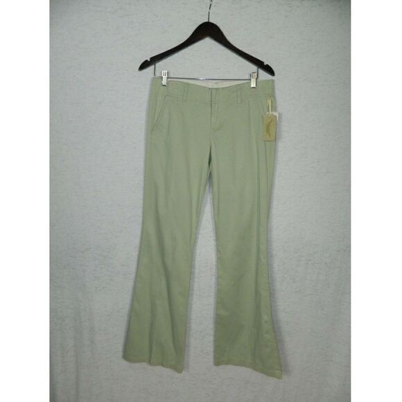 Gold Hawk Pants Mint Green Khakis Flare Leg Flat Front Size 8 - Picture 5 of 8